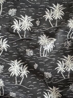 Topman Shorts Mens Black Palm Tropical Tree Print Swim Trunks - Adjustable - 34